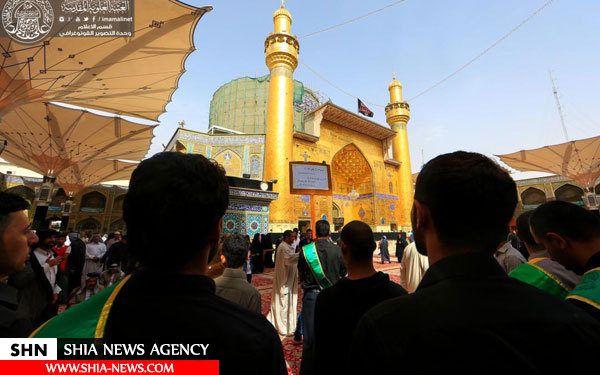پرچم سیاه بر فراز گنبد حرم امیرالمومنین (ع) + تصاویر