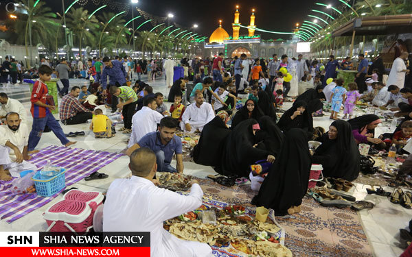 تصاویر سفره های صمیمی افطار در بین الحرمین کربلا