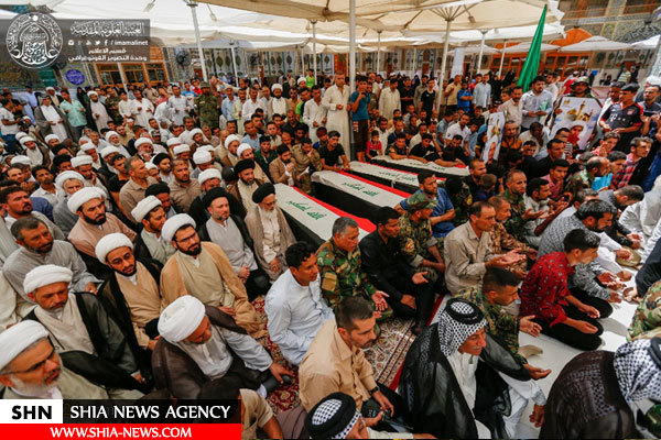تصاویر تشییع شهدای مبارزه با داعش در حرم امام علی(ع)