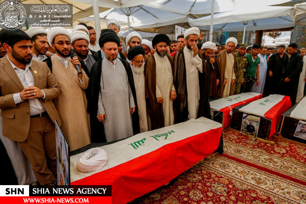 تصاویر تشییع شهدای مبارزه با داعش در حرم امام علی(ع)