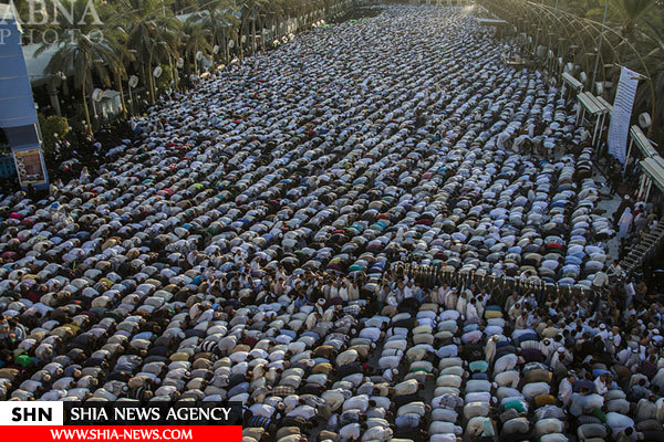 تصاویر نماز باشکوه عید قربان در بین الحرمین