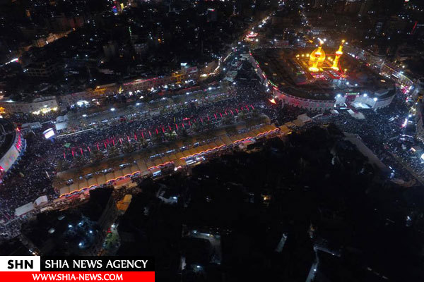 تصاویر هوایی از شب عاشورای بین الحرمین