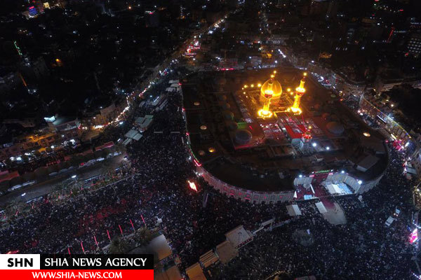 تصاویر هوایی از شب عاشورای بین الحرمین