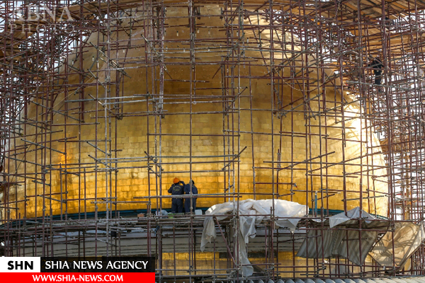 پایان طلاکاری گنبد حرم مطهر امیرالمؤمنین علی(ع) + تصاویر