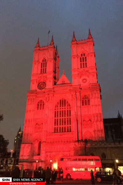 رنگ خون اماکن دیدنی در لندن در گرامیداشت شهدای ادیان + تصاویر
