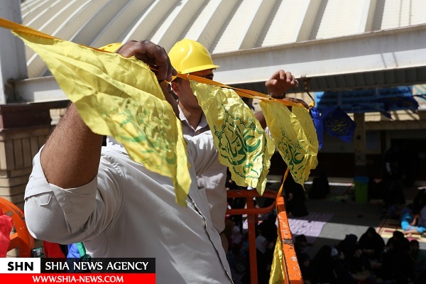 آذین‌بندی حرم علوی در آستانه ۱۳ رجب