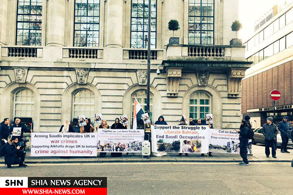 تجمع مقابل سفارت عربستان در لندن به مناسبت دومین سالگرد شهادت شیخ نمر
