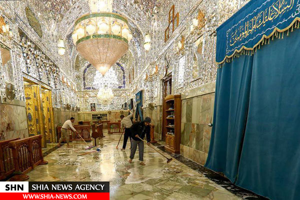 تصاویر شست و شوی رواق حرم مطهر امام علی(ع)