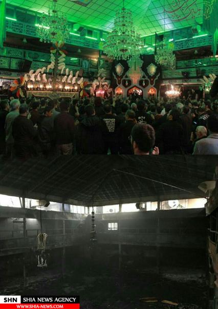 حسینیه درکه تهران در آتش سوخت +تصاویر