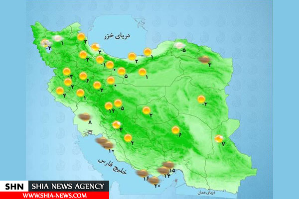 پیش بینی هواشناسی برای استان‌های غبار آلود +نقشه
