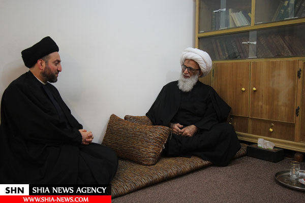 دیدار عمار الحکیم و عوامل آستان قدس علوی و عباسی با آیت الله نجفی