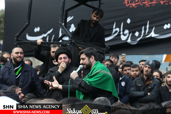 دسته عزاداری آیت الله وحید خراسانی در روز شهادت حضرت زهرا(س)