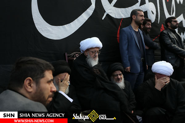دسته عزاداری آیت الله وحید خراسانی در روز شهادت حضرت زهرا(س)