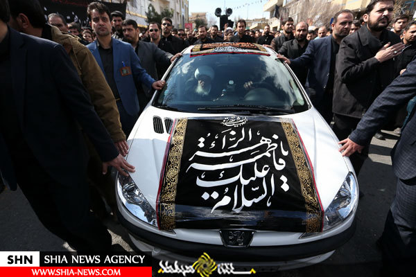 دسته عزاداری آیت الله وحید خراسانی در روز شهادت حضرت زهرا(س)