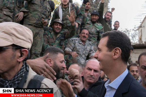 تصویر حضور بشار اسد در خط مقدم نبرد غوطه شرقی