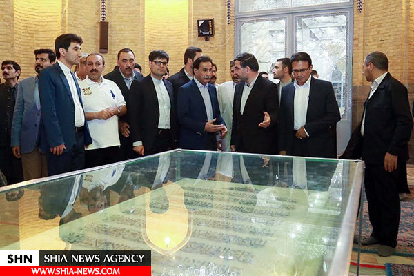 رئیس مجلس پاکستان به زیارت حرم مطهر حضرت معصومه (س) رفت+ تصاویر