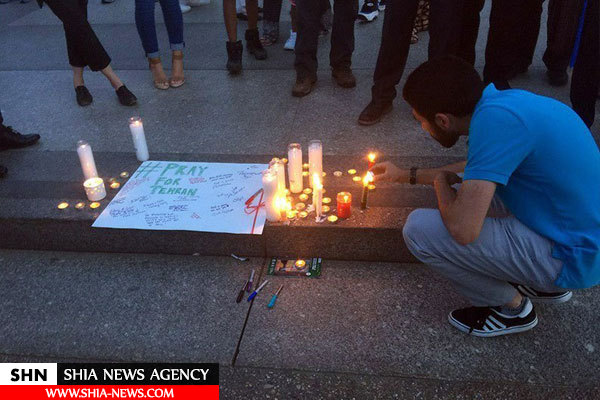 ادای احترام ایرانیان مقیم آمریکا به شهدای حادثه تروریستی تهران + تصاویر