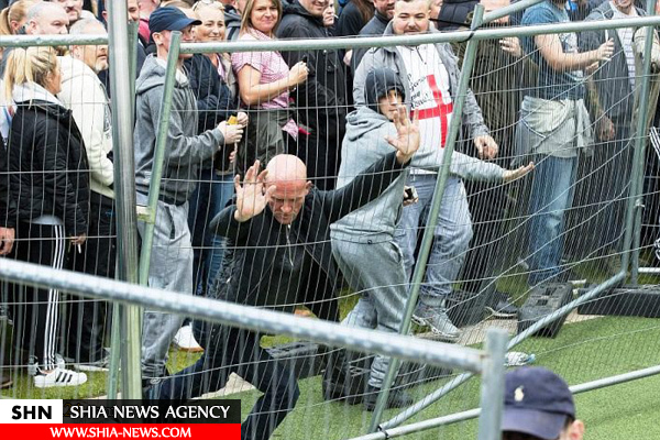 درگیری در تظاهرات ضد اسلامی در منچستر انگلیس+ تصاویر