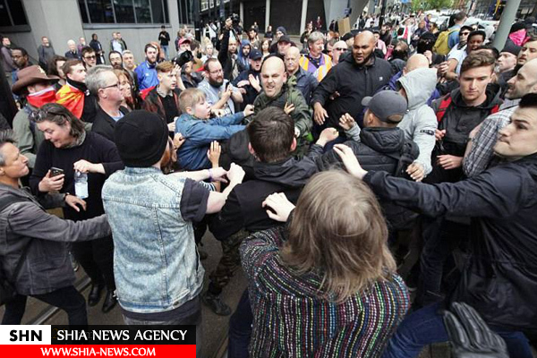 درگیری در تظاهرات ضد اسلامی در منچستر انگلیس+ تصاویر