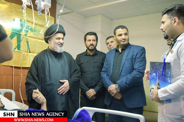 عیادت نماینده آیت الله سیستانی از مجروحان الحشد الشعبی + تصویر
