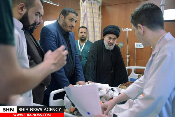 عیادت نماینده آیت الله سیستانی از مجروحان الحشد الشعبی + تصویر