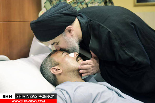 عیادت نماینده آیت الله سیستانی از مجروحان الحشد الشعبی + تصویر