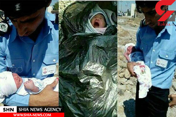 عکس تکاندهنده از کشف یک نوزاد در کیسه زباله!