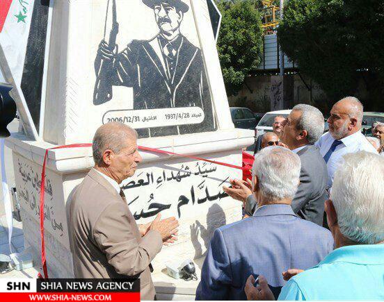 نصب یادبود صدام حسین در شهر قلقیلیه فلسطین
