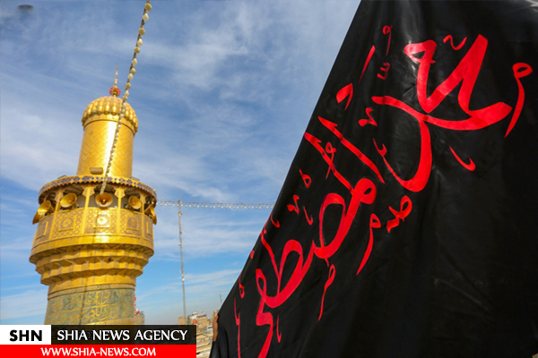 حرم مطهر امام علی(ع) در آستانه ۲۸ صفر سیاهپوش شد+ تصاویر