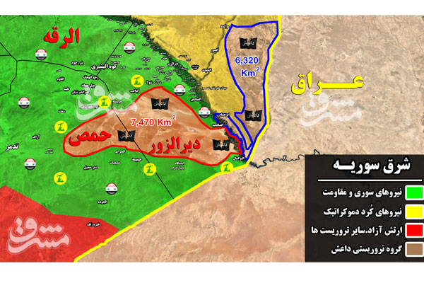 چه مساحتی از شرق سوریه همچنان در اشغال داعش است؟ + نقشه
