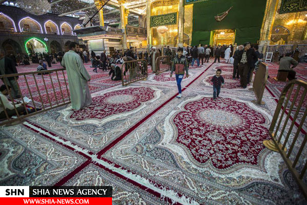 مفروش شدن حرم حضرت عباس(ع) با فرش‌های جدید