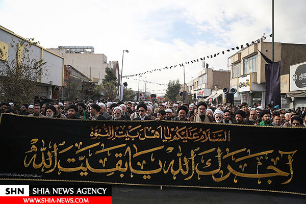 دسته عزاداری شهادت امام حسن عسکری(ع) باحضور آیتالله وحید خراسانی دسته عزاداری شهادت امام حسن عسکری(ع) باحضور آیتالله وحید خراسانی