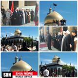 آیین تعویض پرچم گنبد مطهر حضرت زینب (س) در سوریه برگزار گردید