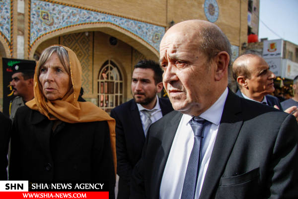 تصاویر حضور وزیر خارجه فرانسه در حرم امام علی(ع)