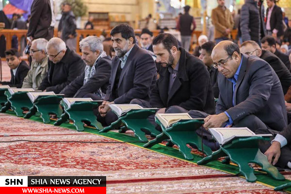 تصاویر حال و هوای تلاوت قرآن در حرم علمدار کربلا