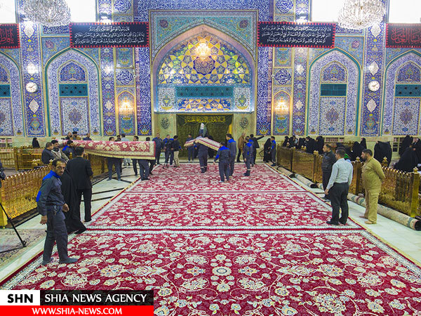 صحن‌های حرم امام حسین(ع) با فرش ایرانی مفروش شد