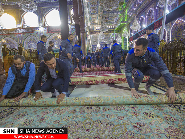 صحن‌های حرم امام حسین(ع) با فرش ایرانی مفروش شد