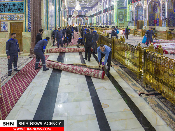 صحن‌های حرم امام حسین(ع) با فرش ایرانی مفروش شد