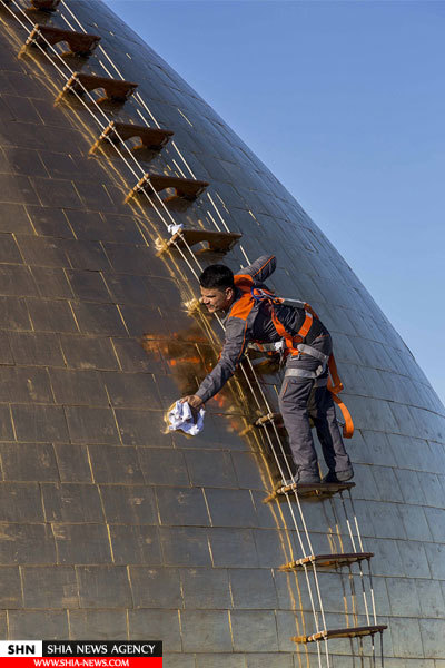 گنبد حرم مطهر امام حسین (ع) شست‌ و شو شد +تصاویر