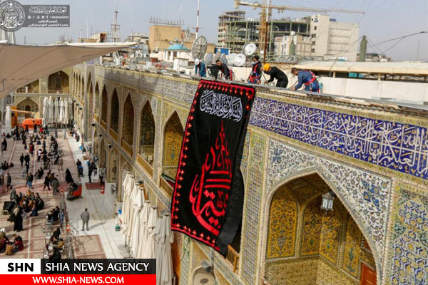 حرم امیرالمؤمنین(ع) در عزای حضرت ام البنین(س) سیاهپوش شد