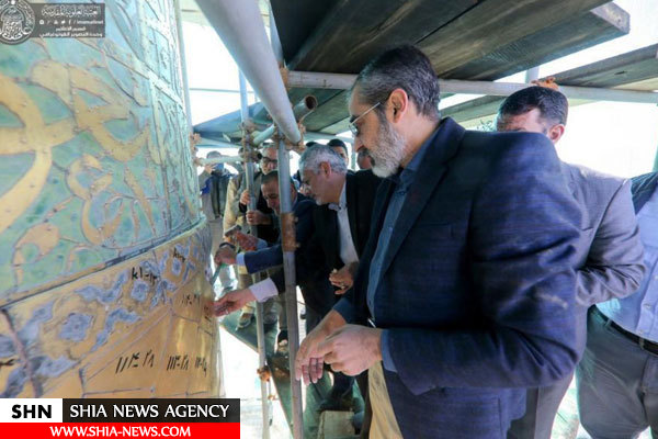 آغاز عملیات بازسازی گلدسته شمالی ایوان نجف اشرف+ تصاویر