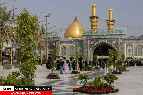 گل آرایی صحن های حرم امام حسین(ع) و حضرت عباس (ع) گل آرایی