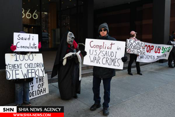 تظاهرات مردم نیویورک علیه جنگ عربستان در یمن