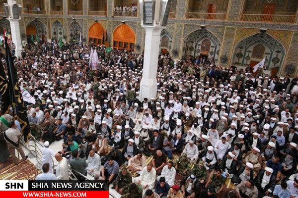 تشییع پیکر فرمانده گردان امام علی(ع) در جوار حرم امیرالمؤمنین ع)+ تصاویر