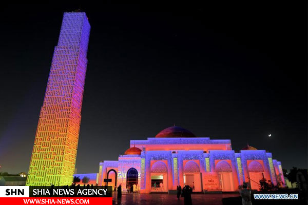 نورافشانی مسجد عجمان امارات در رمضان