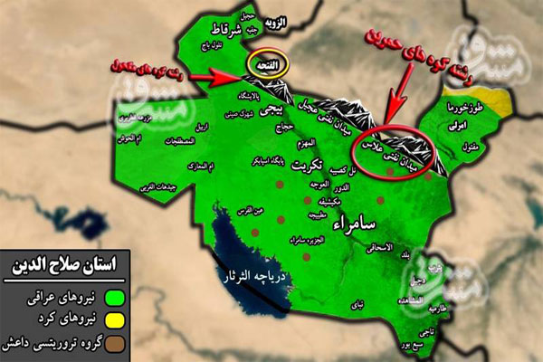 حمله سنگین داعش برای اشغال مهمترین چاههای نفتی عراق + نقشه میدانی حمله سنگین داعش برای اشغال مهمترین چاههای نفتی عراق + نقشه میدانی