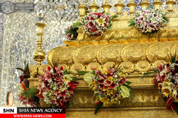 گلباران ضریح امیرالمؤمنین(ع) در آستانه میلاد امام حسن مجتبی(ع)
