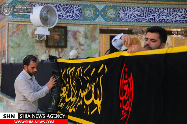 تصاویر حرم امیرالمؤمنین(ع) در عزای رئیس مذهب جعفری سیاهپوش شد