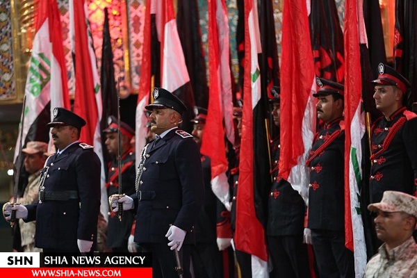 تصاویری از پرچم عزای حسینی بر فراز گنبد ائمه(ع) در عراق