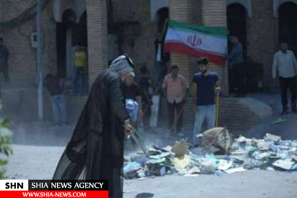 جوانان بصره کنسولگری ایران را آب و جارو کردند